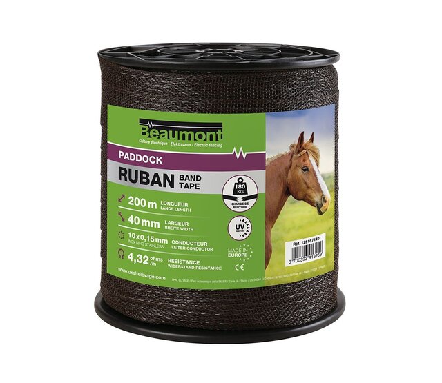 Ruban 40mm/200m marron PADDOCK BEAUMONT Ruban 40mm/200m marron PADDOCK BEAUMONT