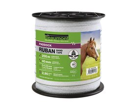 40mm/200m witte en groene PADDOCK BEAUMONT tape