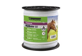 40mm/200m witte en groene PADDOCK BEAUMONT tape