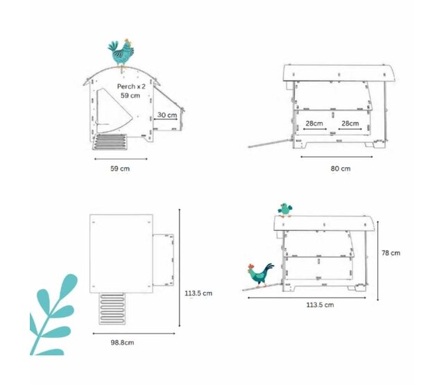 Recycled floor coop for 5 to 9 hens NESTERA medium model Recycled floor coop for 5 to 9 hens NESTERA medium model