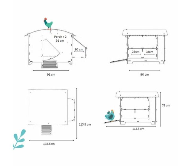 Recycled floor coop for 8 to 15 hens NESTERA large model