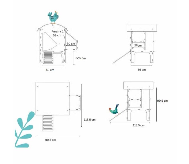 Recycled hen house with feet for 3 to 5 hens small model NESTERA
