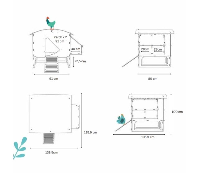 Poulailler recyclé avec pieds pour 8 à 15 poules grand modèle NESTERA