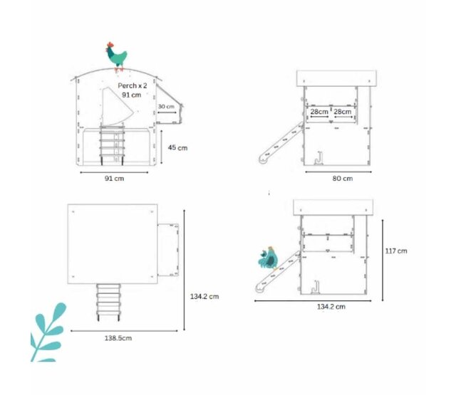 Verhoogd gerecycled kippenhok voor 8 tot 15 kippen, groot model NESTERA Verhoogd gerecycled kippenhok voor 8 tot 15 kippen, groot model NESTERA