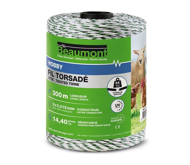 Fil torsadé Ø 0.15mm /300m blanc et vert HOBBY BEAUMONT Fil torsadé Ø 0.15mm /300m blanc et vert HOBBY BEAUMONT