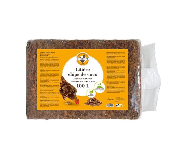 Litière chips de coco 100L 2 en 1 spécial basse-cour CHICK'A Litière chips de coco 100L 2 en 1 spécial basse-cour CHICK'A