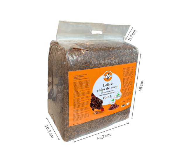 Litière chips de coco 100L 2 en 1 spécial basse-cour CHICK'A Litière chips de coco 100L 2 en 1 spécial basse-cour CHICK'A