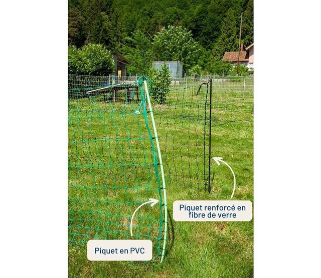 PREMIUM mobiele afrasteringsset voor pluimvee, 50 m net, gemengde palen