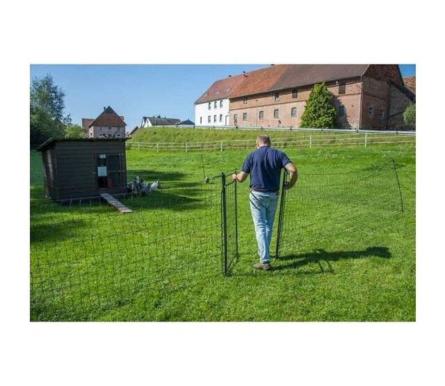 PREMIUM mobile poultry fencing kit, 50m net, mixed post