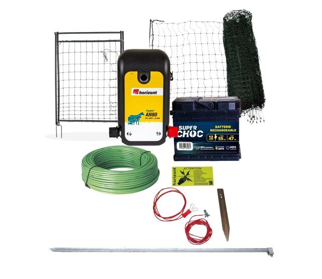 PREMIUM mobile poultry fencing kit, 50m net, mixed post