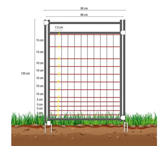 Mobile poultry fencing kit, 50m net, mixed post