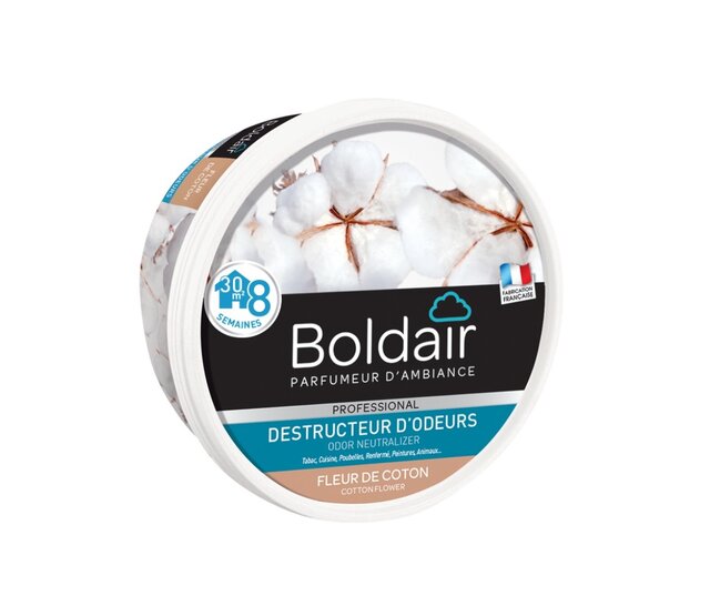 Destructeur d'odeurs en gel fleur de coton 300 g BOLDAIR Destructeur d'odeurs en gel fleur de coton 300 g BOLDAIR