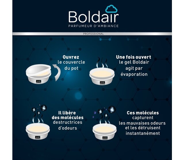 Destructeur d'odeurs en gel fleur de coton 300 g BOLDAIR Destructeur d'odeurs en gel fleur de coton 300 g BOLDAIR