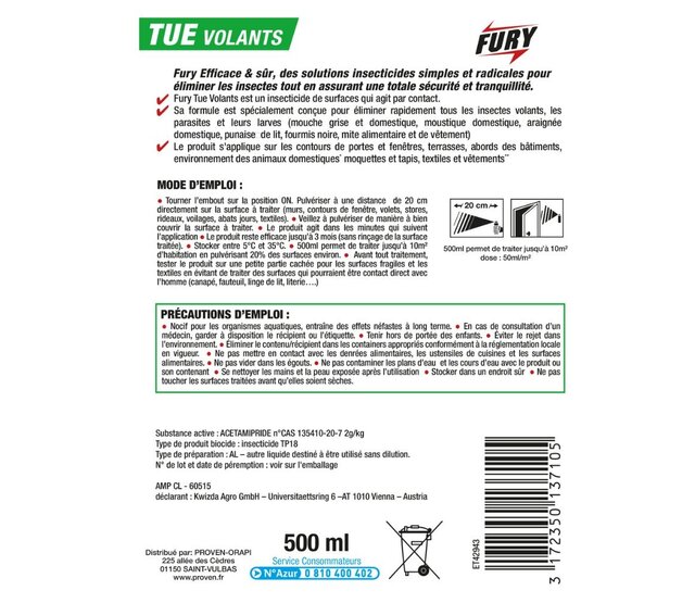 Flying insect repellent spray 500 ml FURY Flying insect repellent spray 500 ml FURY