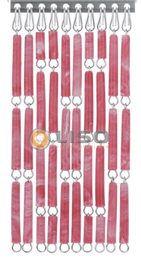 Vliegengordijn Liso Rood / Roze Gevlamd ✔ Doe-het-zelf pakket - Prijs per m²