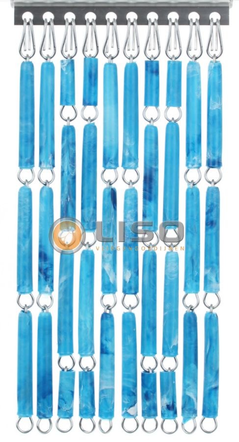 Vliegengordijn Liso Blauw Gevlamd ✔ Doe-het-zelf pakket - Prijs per m²