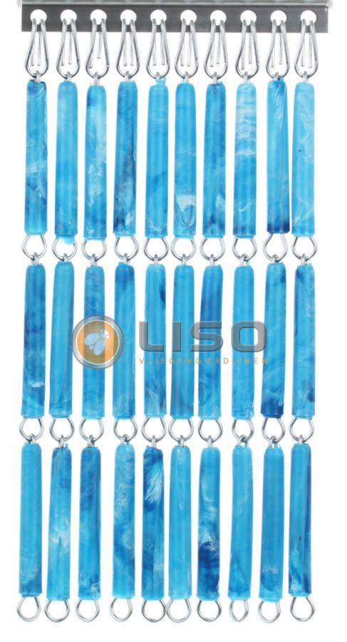 Vliegengordijn Liso Blauw Gevlamd ✔ Doe-het-zelf pakket - Prijs per m²
