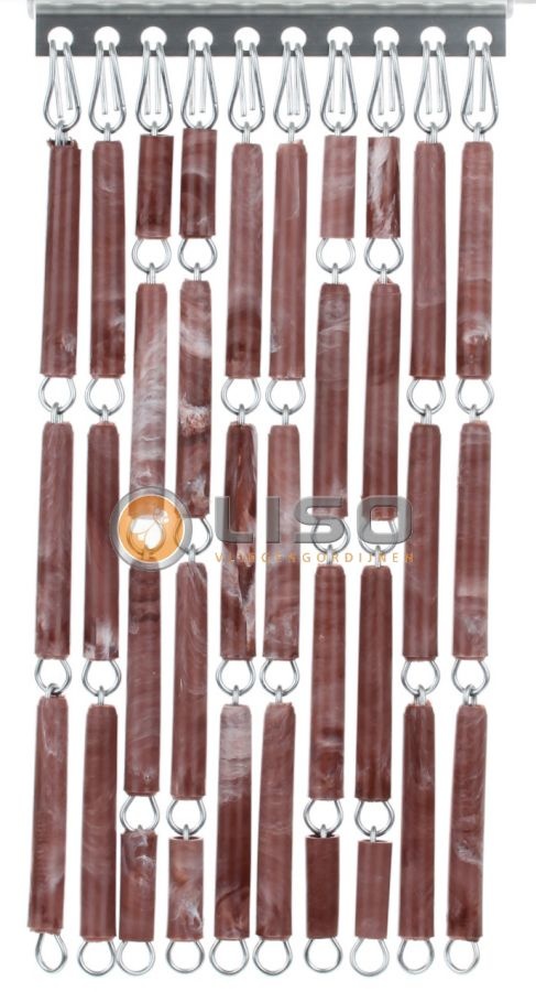 Vliegengordijn Liso Bruin Gevlamd ✔ Doe-het-zelf pakket - Prijs per m²