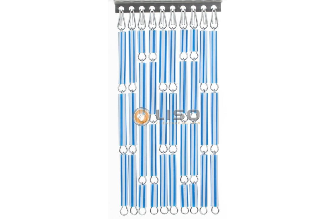 Vliegengordijn Liso Blauw / Wit Gestreept ✔ Doe-het-zelf pakket - Prijs per m²