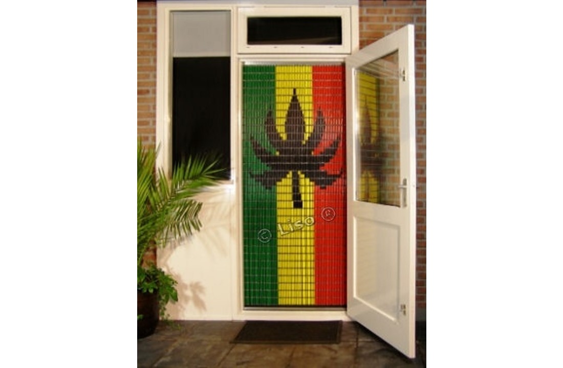 Vliegengordijn Liso met Rasta vlag ✔ Doe-het-zelf pakket - Prijs per m²