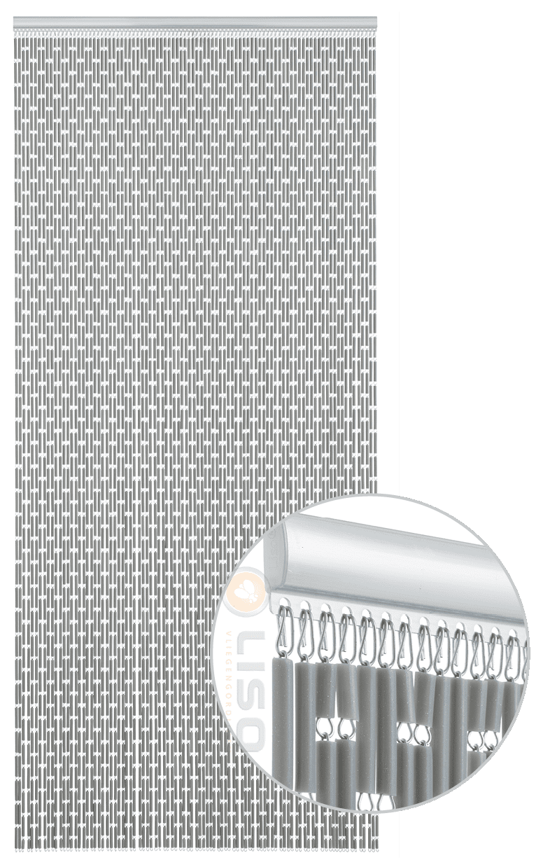 Vliegengordijn op Maat Liso ® Zilver Metalic ✔ Kant en Klaar 100 x 232 cm