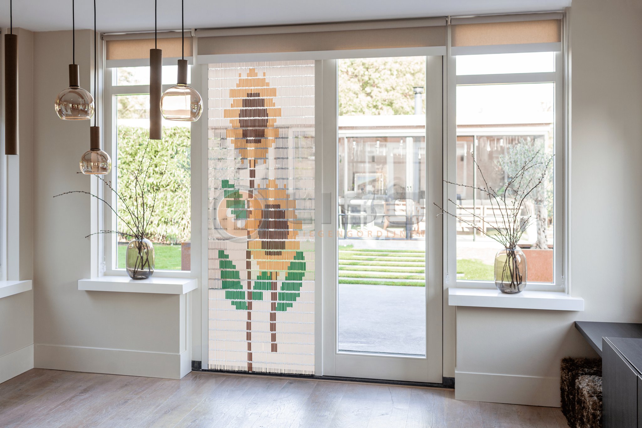 Vliegengordijn Liso met Zonnebloemen ✔ Doe-het-zelf pakket - Prijs per m²