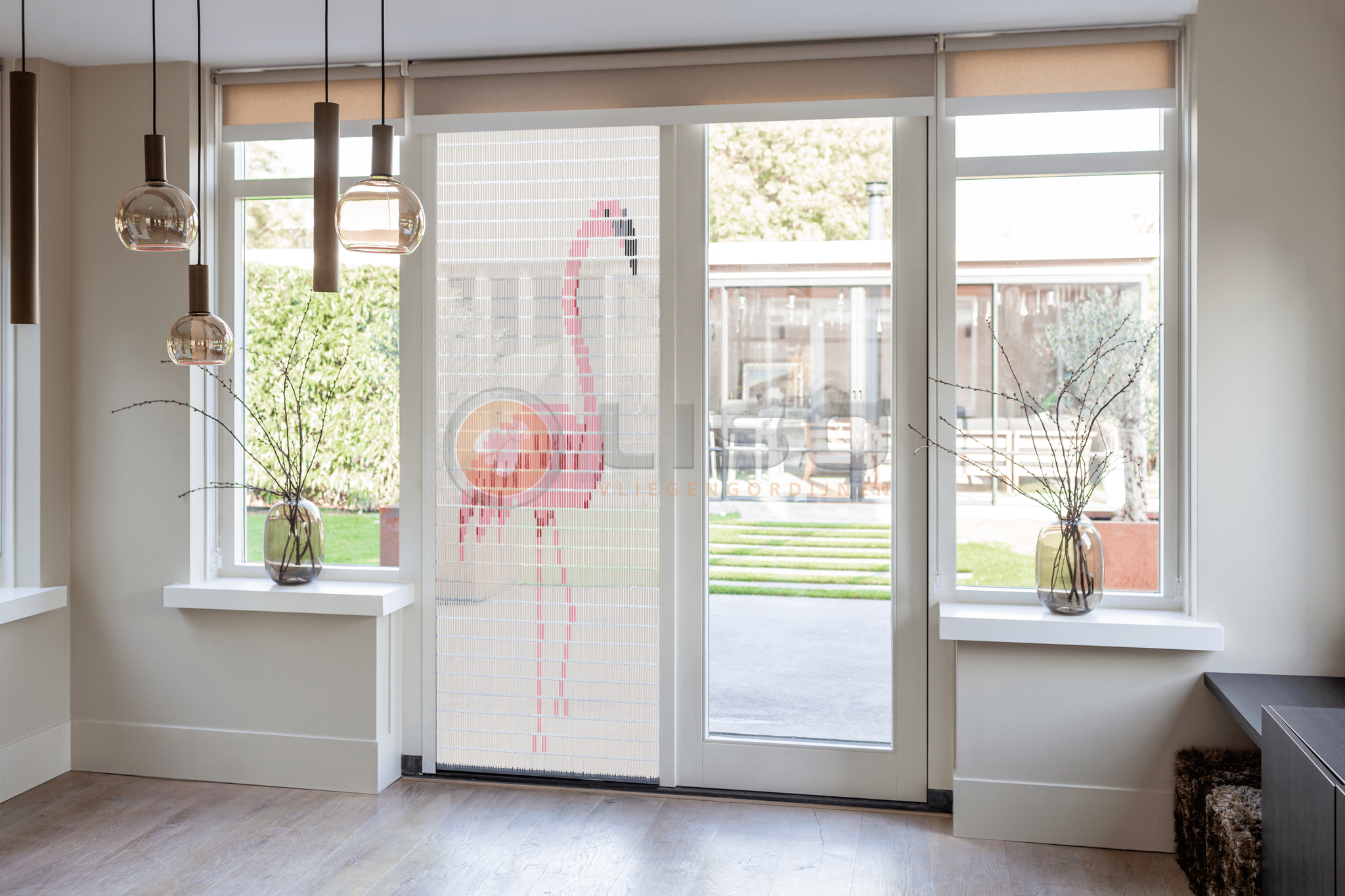 Vliegengordijn Liso met Flamingo ✔ Doe-het-zelf pakket - Prijs per m²