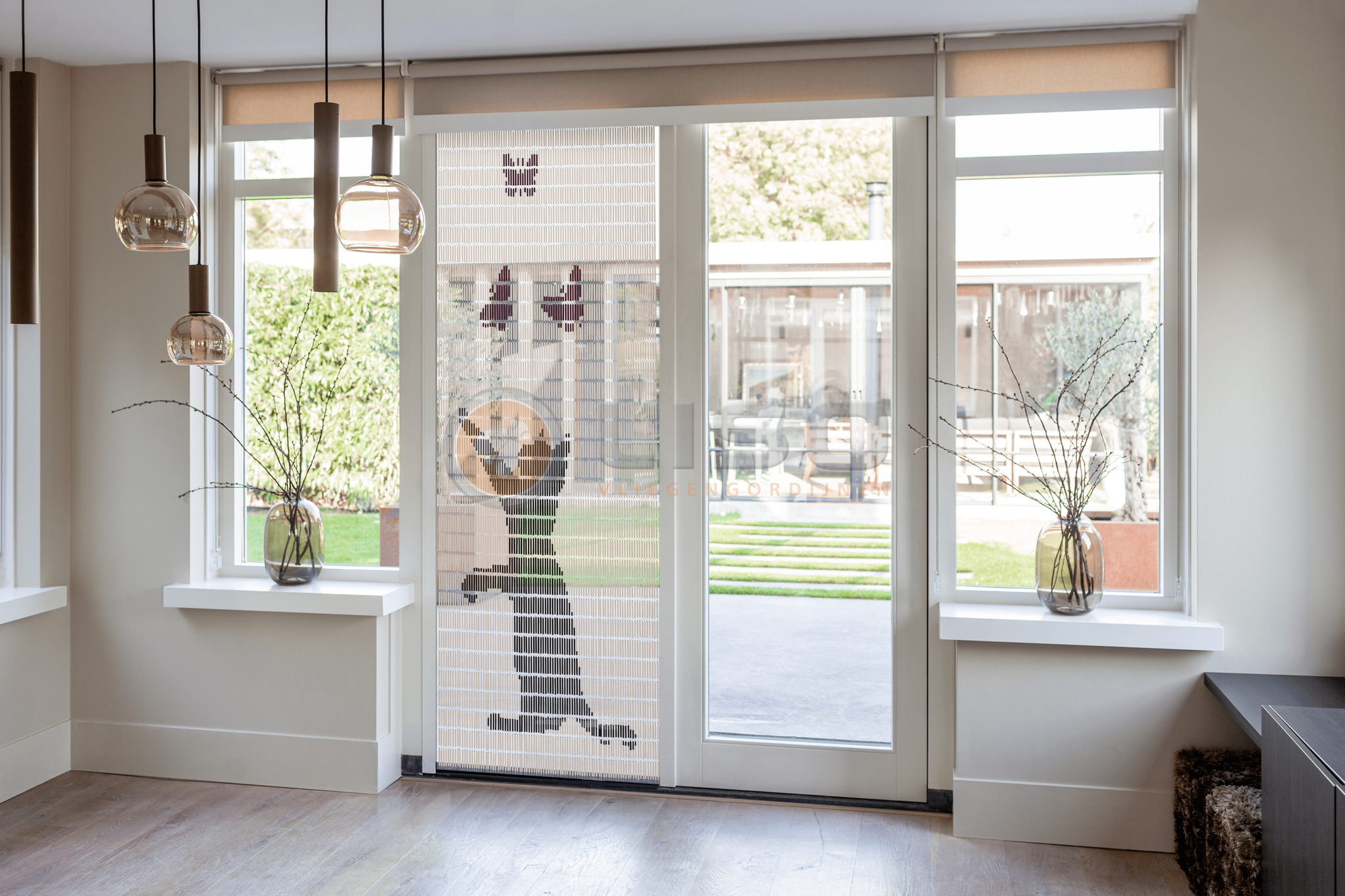 Vliegengordijn Liso met Kat met Vlinders  ✔ Doe-het-zelf pakket - Prijs per m²