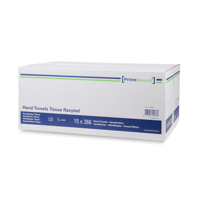 Primesource Handdoek z/z vouw wit 2- laags (24 x 23cm - gevouwen: 24 x 11,5cm)