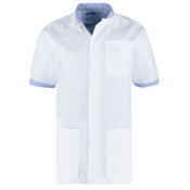 De Berkel Unisex jas Floris wit/ lichtblauw UITLOOP, geen retour mogelijk