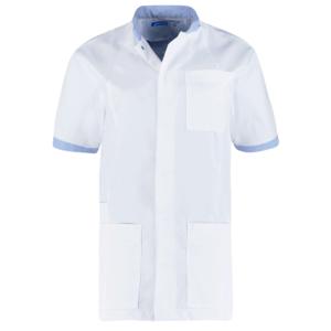 De Berkel Unisex jas Floris wit/ lichtblauw UITLOOP, geen retour mogelijk