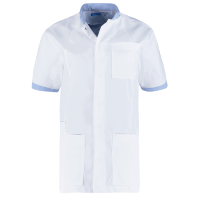 De Berkel Unisex jas Floris wit/ lichtblauw UITLOOP, geen retour mogelijk