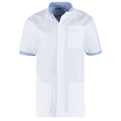 De Berkel Unisex jas Floris wit/ lichtblauw