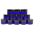 Glazen potje blauw glas met inlegplaatje 15 ml ( zelf te vullen)