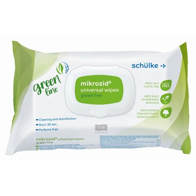 Schülke Mikrozid® GREEN LINE 100% plasticvrije reinigings- en desinfectiedoekjes 180 x 200 mm NIEUW!