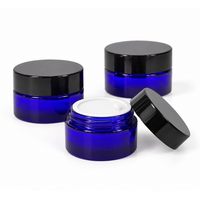Glazen potje blauw glas met inlegplaatje 15 ml ( zelf te vullen)