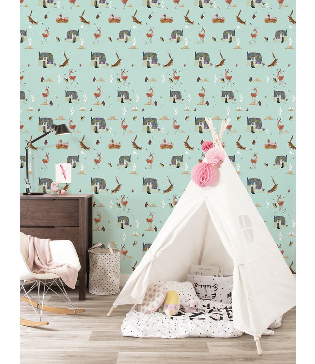 Behang Fiep Westendorp Forest Animals, Mint, 97.4 x 280 cm
