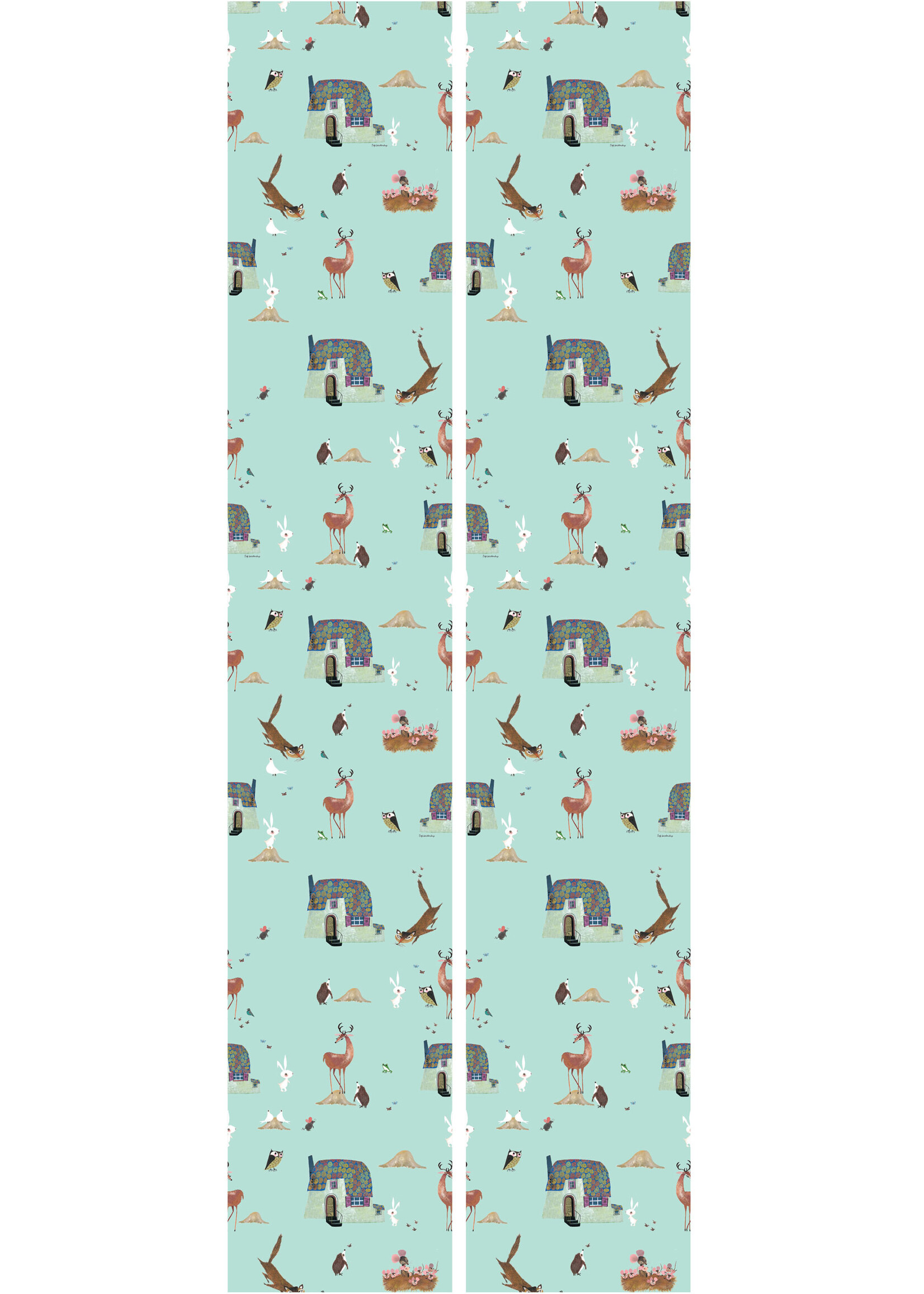 Tapete Fiep Westendorp Forest Animals, Mint, 97.4 x 280 cm