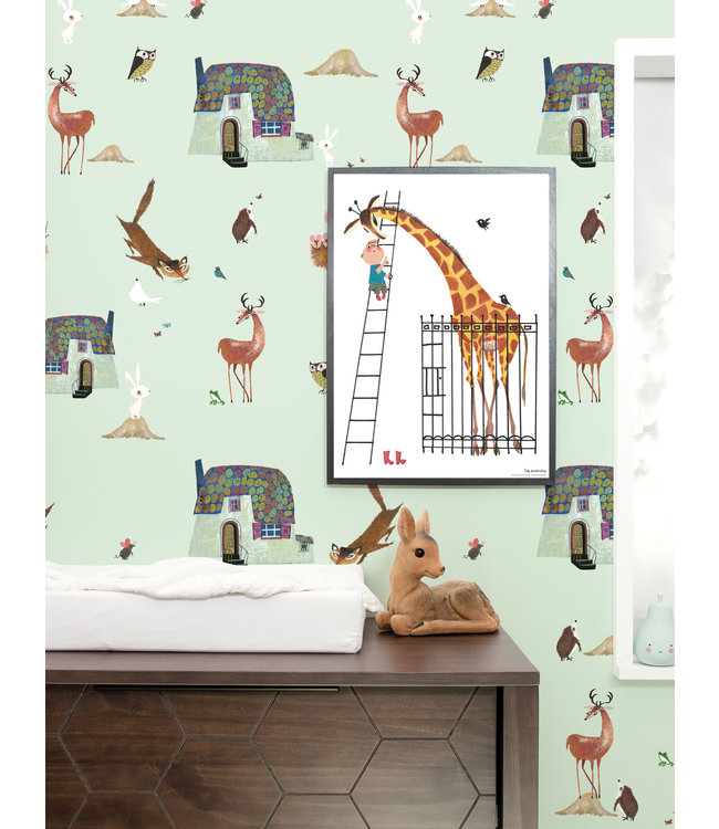Wallpaper Fiep Westendorp Forest Animals, Green, 97.4 x 280 cm
