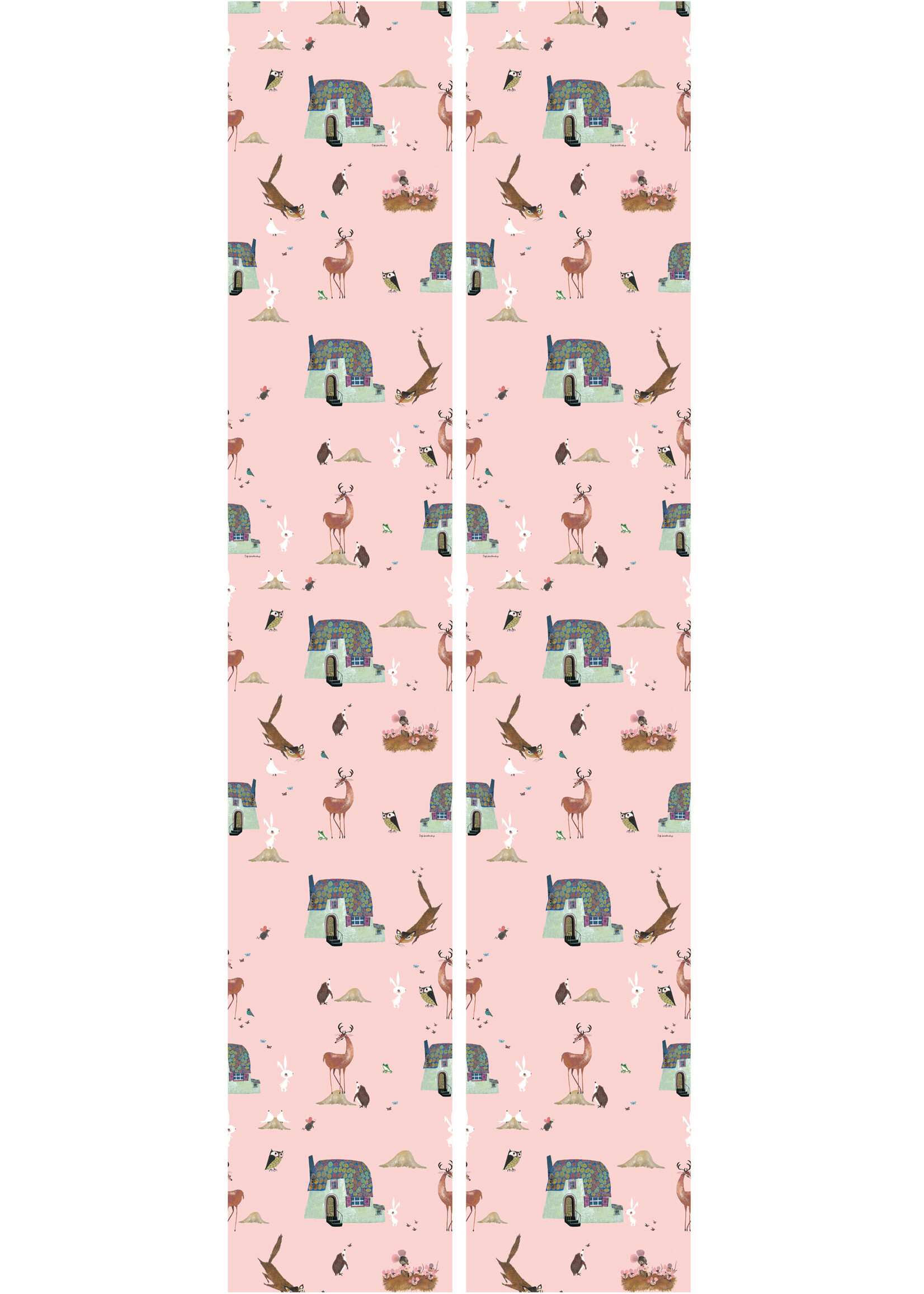 Tapete Fiep Westendorp Forest Animals, Rosa, 97.4 x 280 cm