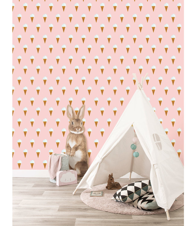 Tapete Fiep Westendorp Eiscreme, Rosa, 97.4 x 280 cm