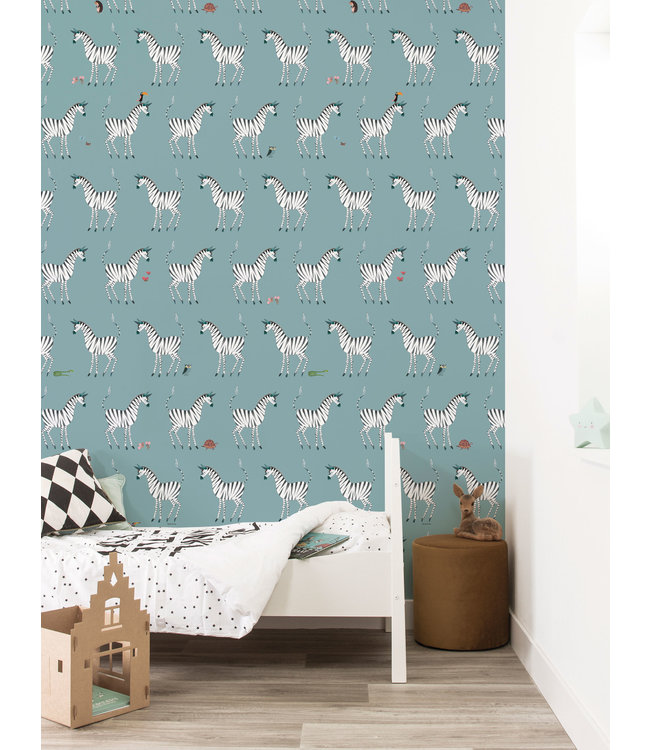 Tapete Fiep Westendorp Zebra, Petrol, 97.4 x 280 cm