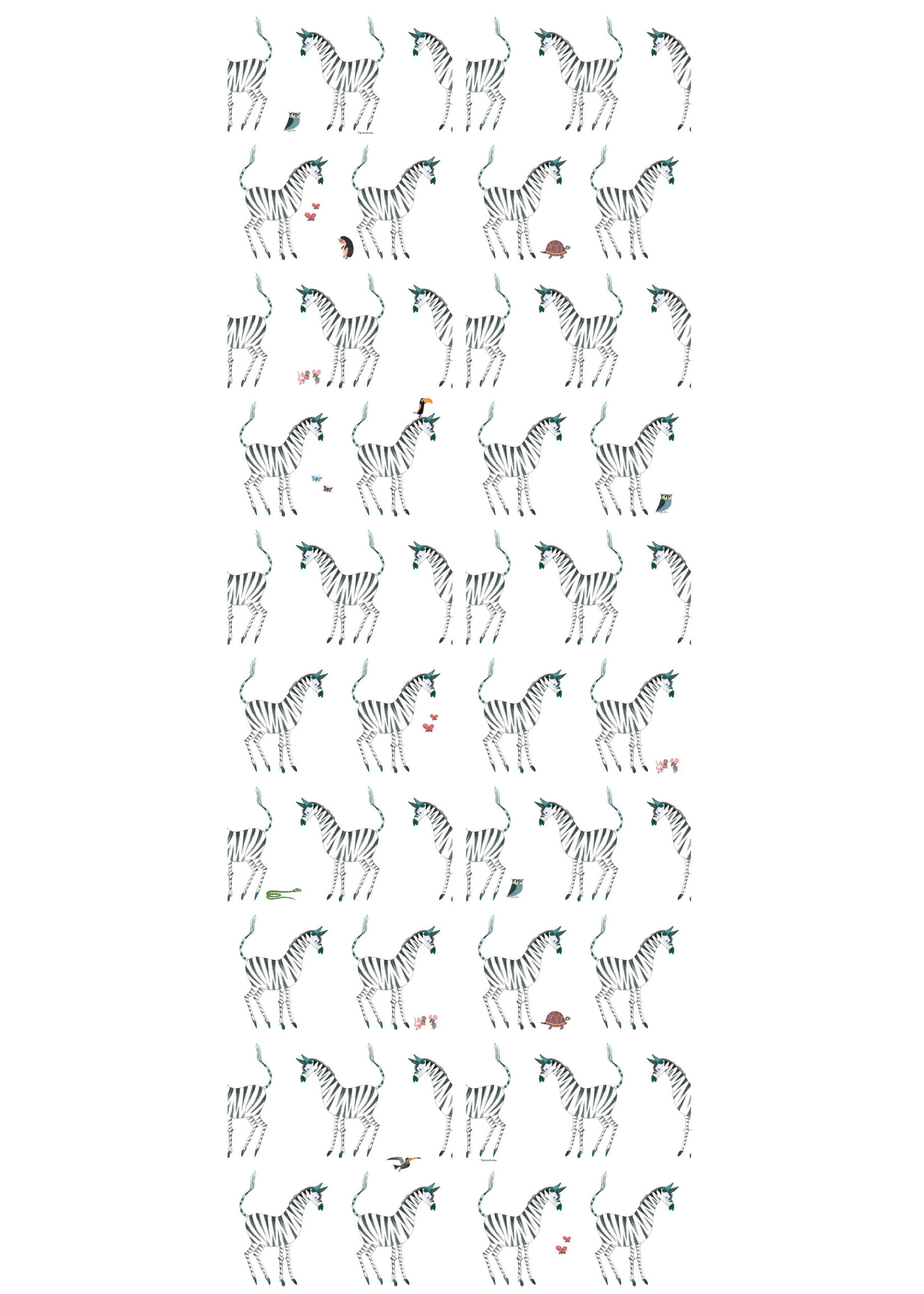 Tapete Fiep Westendorp Zebra, Weiß, 97.4 x 280 cm