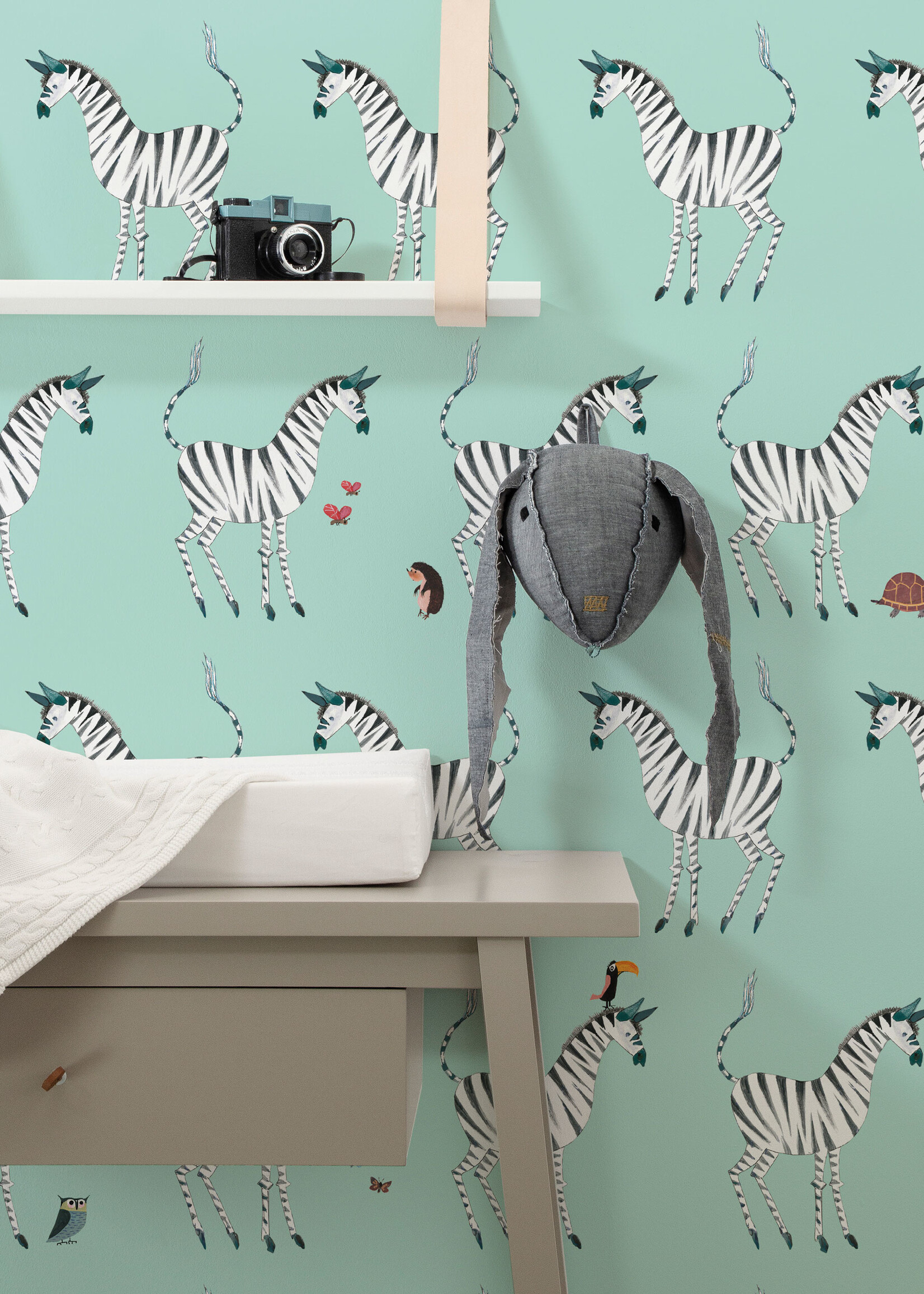 Tapete Fiep Westendorp Zebra, Mint, 97.4 x 280 cm