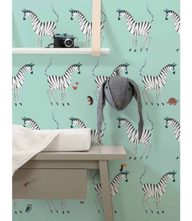 Tapete Fiep Westendorp Zebra, Mint, 97.4 x 280 cm