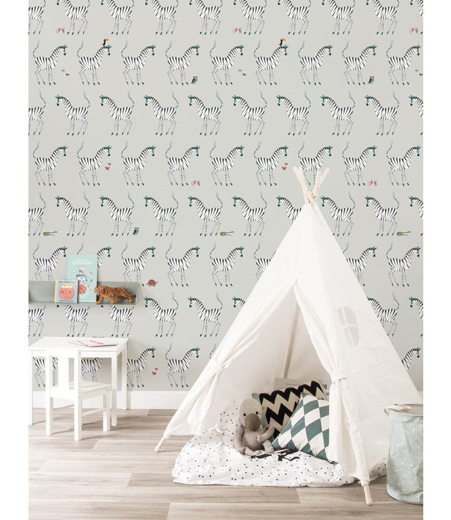 Tapete Fiep Westendorp Zebra, Grau, 97.4 x 280 cm