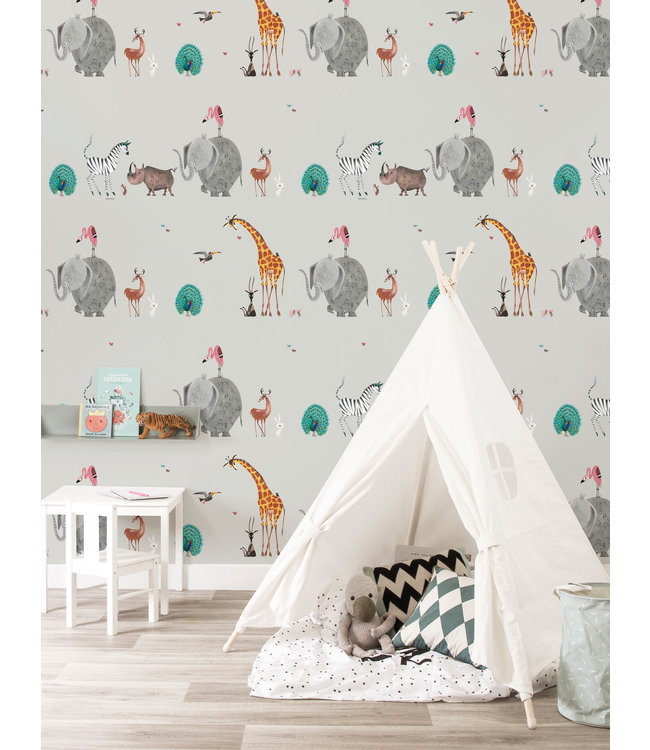 Wallpaper Fiep Westendorp Animal Mix, Grey, 97.4 x 280 cm