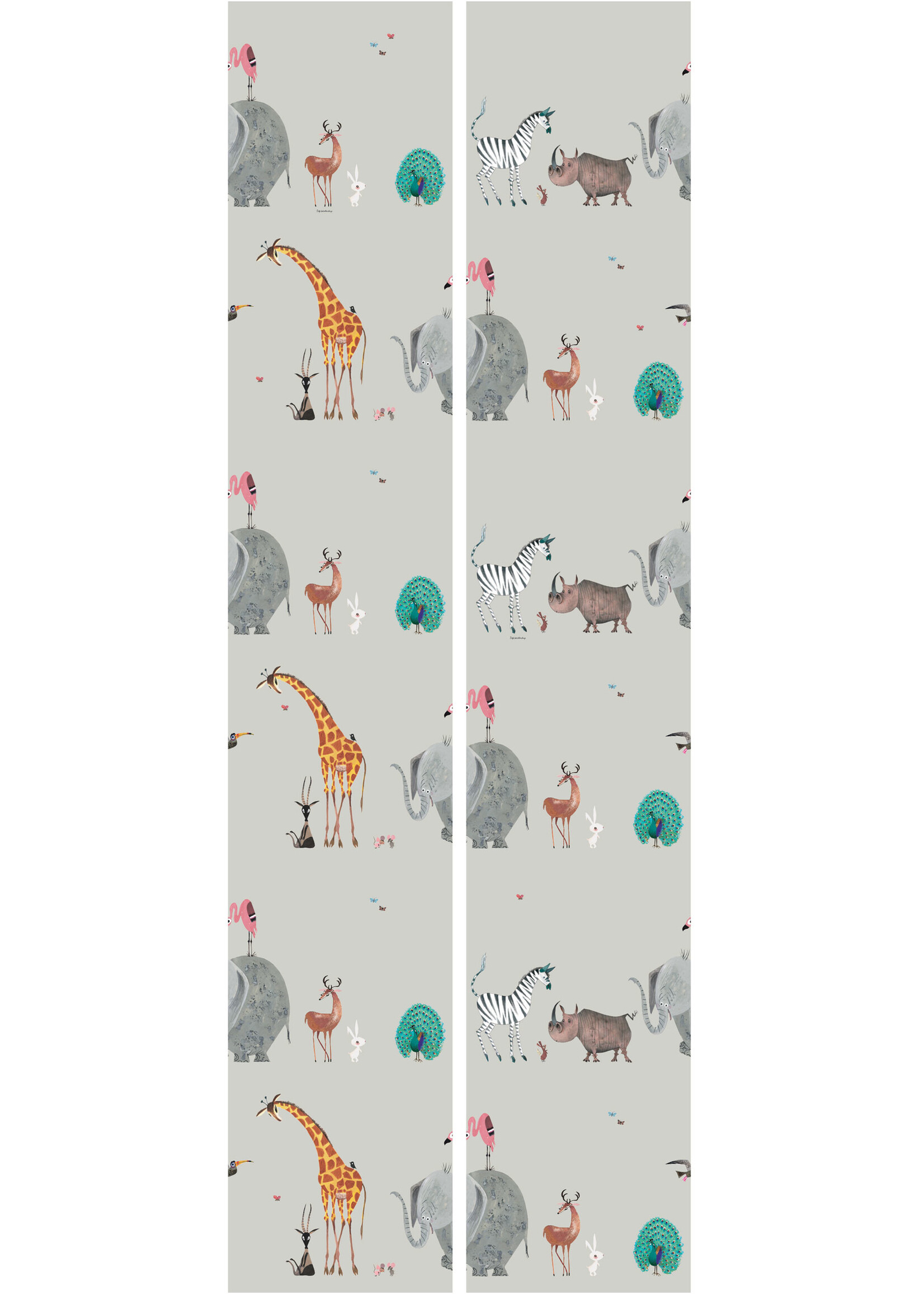 Tapete Fiep Westendorp Animal Mix, Grau, 97.4 x 280 cm