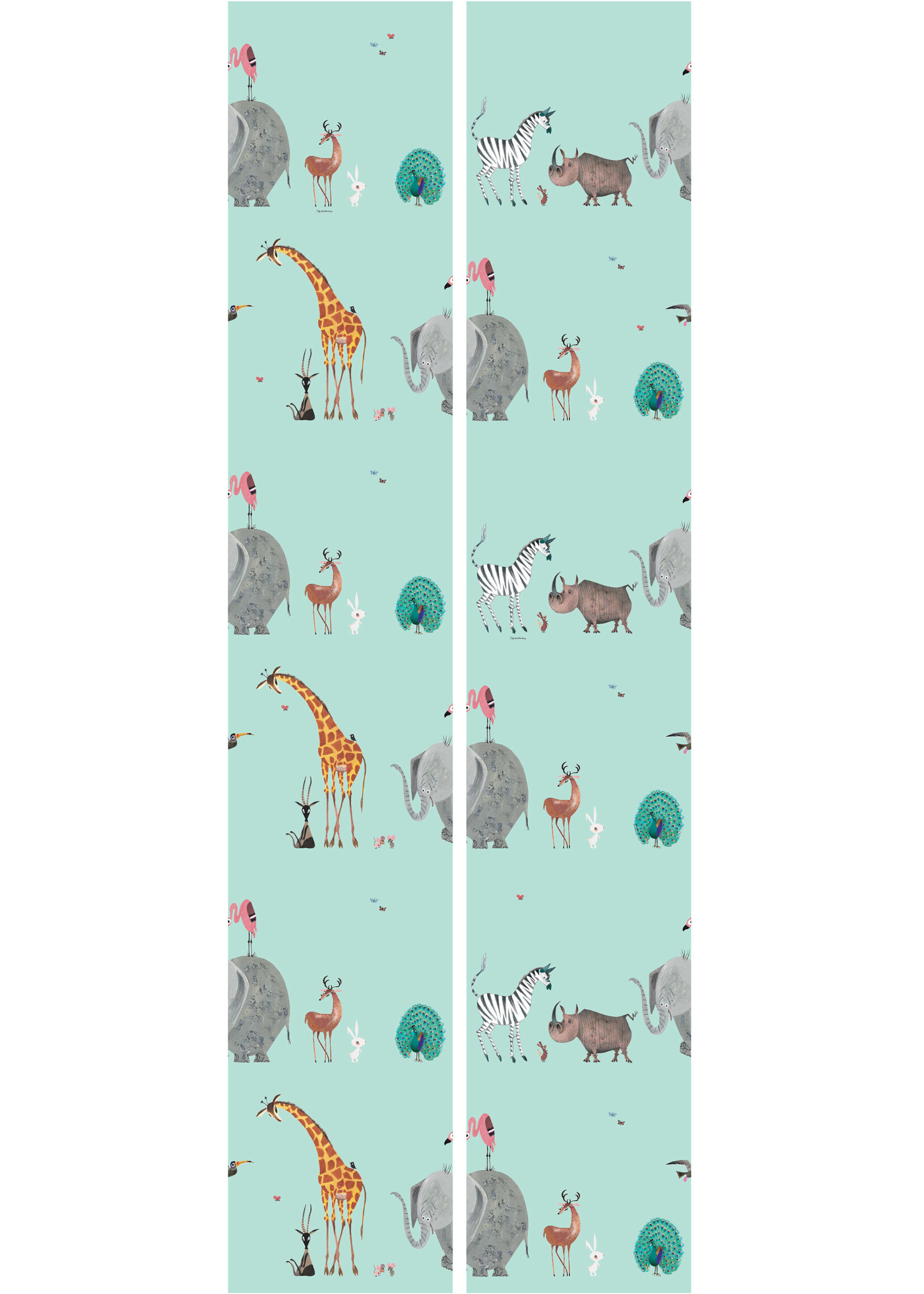 Wallpaper Fiep Westendorp Animal Mix, Mint, 97.4 x 280 cm