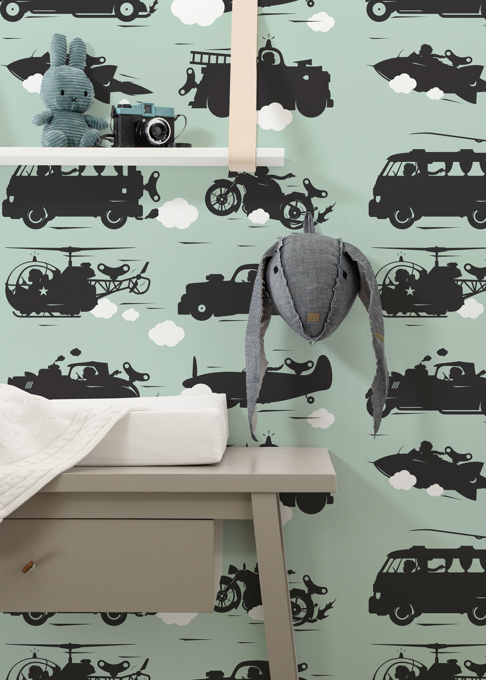 Tapete Vehicles, Grun, 97.4 x 280 cm